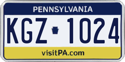 PA license plate KGZ1024