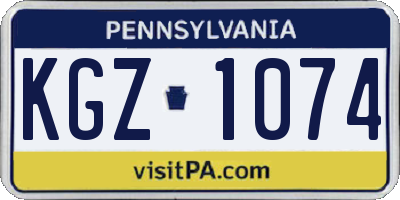 PA license plate KGZ1074