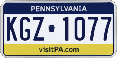 PA license plate KGZ1077