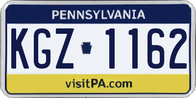 PA license plate KGZ1162