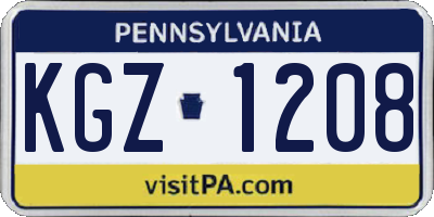 PA license plate KGZ1208