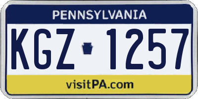 PA license plate KGZ1257
