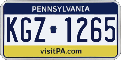 PA license plate KGZ1265