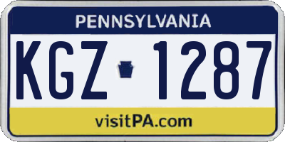 PA license plate KGZ1287