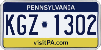 PA license plate KGZ1302