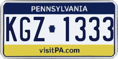 PA license plate KGZ1333