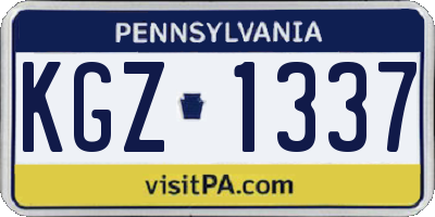 PA license plate KGZ1337
