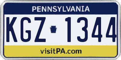 PA license plate KGZ1344