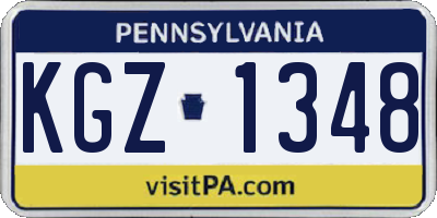 PA license plate KGZ1348