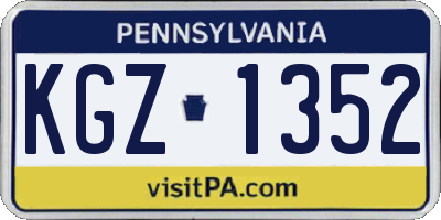 PA license plate KGZ1352