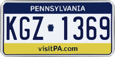 PA license plate KGZ1369