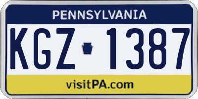 PA license plate KGZ1387