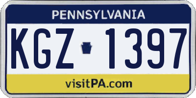 PA license plate KGZ1397