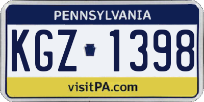 PA license plate KGZ1398