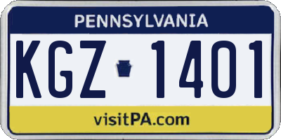 PA license plate KGZ1401