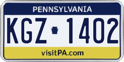 PA license plate KGZ1402