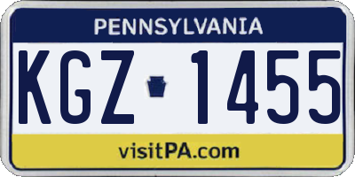 PA license plate KGZ1455