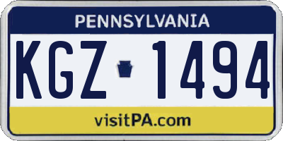 PA license plate KGZ1494