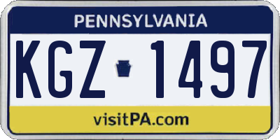 PA license plate KGZ1497