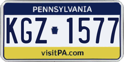 PA license plate KGZ1577