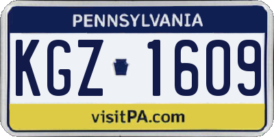 PA license plate KGZ1609