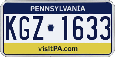 PA license plate KGZ1633
