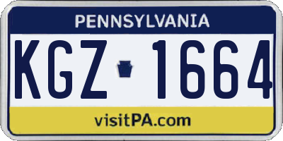 PA license plate KGZ1664