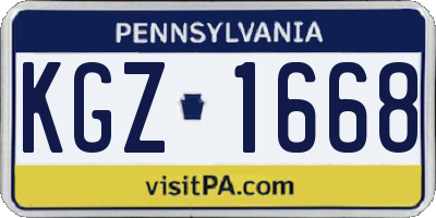 PA license plate KGZ1668