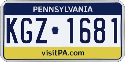 PA license plate KGZ1681