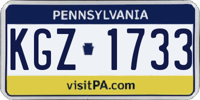 PA license plate KGZ1733