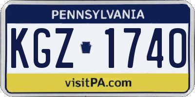 PA license plate KGZ1740
