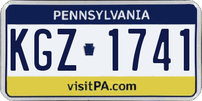 PA license plate KGZ1741