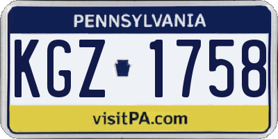 PA license plate KGZ1758