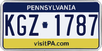 PA license plate KGZ1787