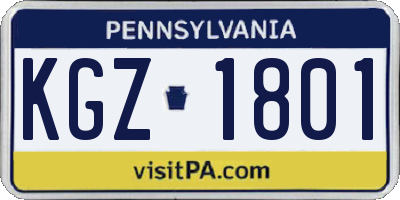 PA license plate KGZ1801