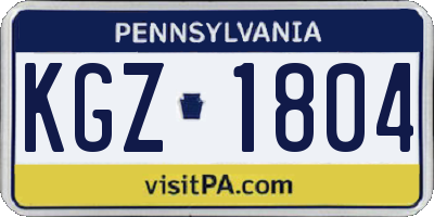PA license plate KGZ1804