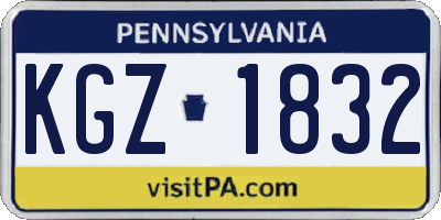 PA license plate KGZ1832