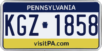 PA license plate KGZ1858