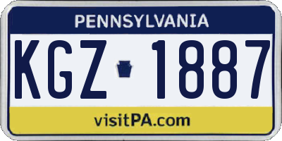PA license plate KGZ1887