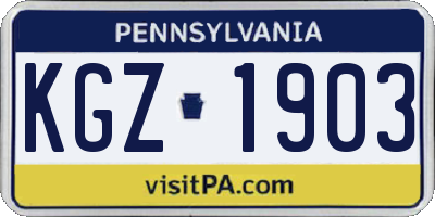 PA license plate KGZ1903