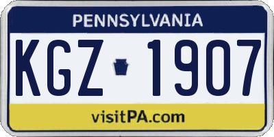 PA license plate KGZ1907