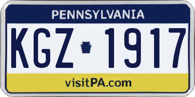 PA license plate KGZ1917