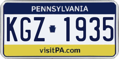 PA license plate KGZ1935