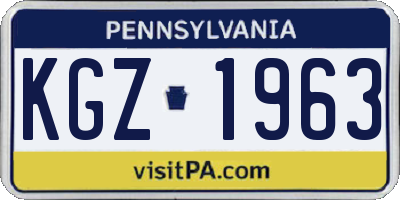PA license plate KGZ1963
