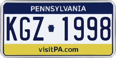 PA license plate KGZ1998