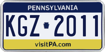 PA license plate KGZ2011