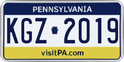 PA license plate KGZ2019