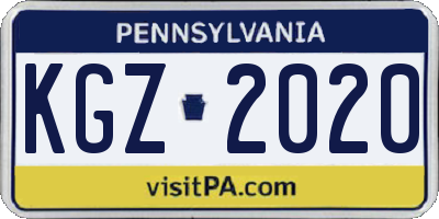 PA license plate KGZ2020