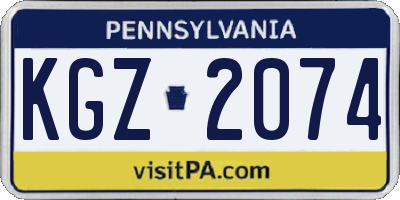 PA license plate KGZ2074