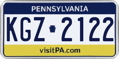 PA license plate KGZ2122